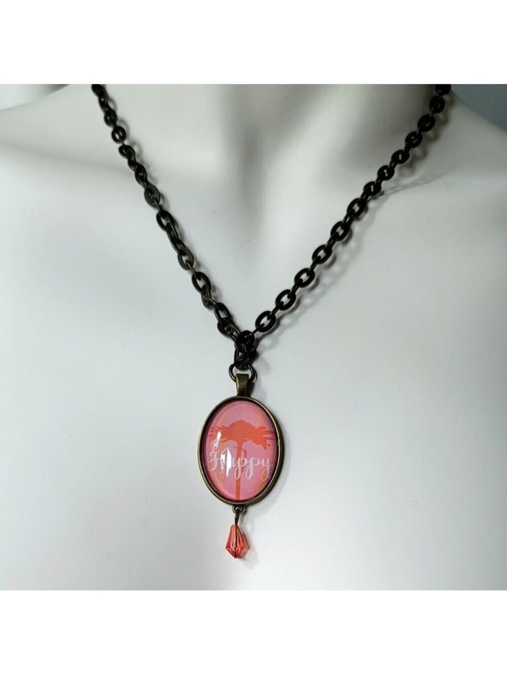 Fashion "Happy"  Pendant Necklace 18"